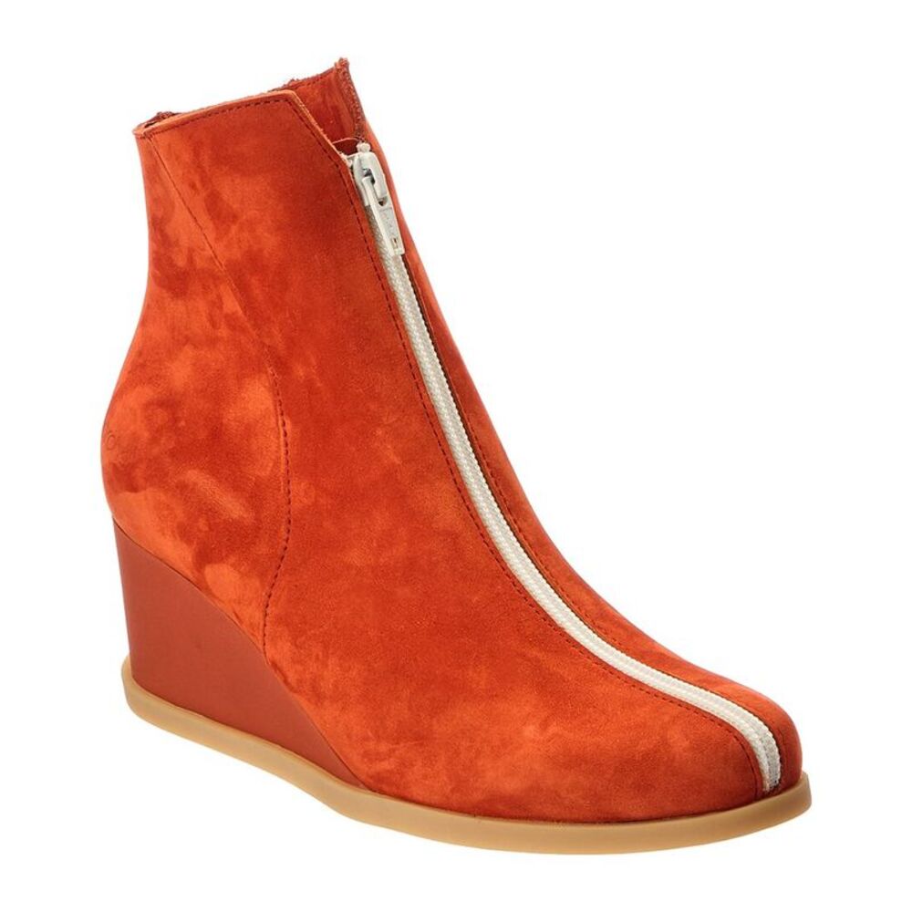 Arche Okolys Leather Wedge Bootie, Orange